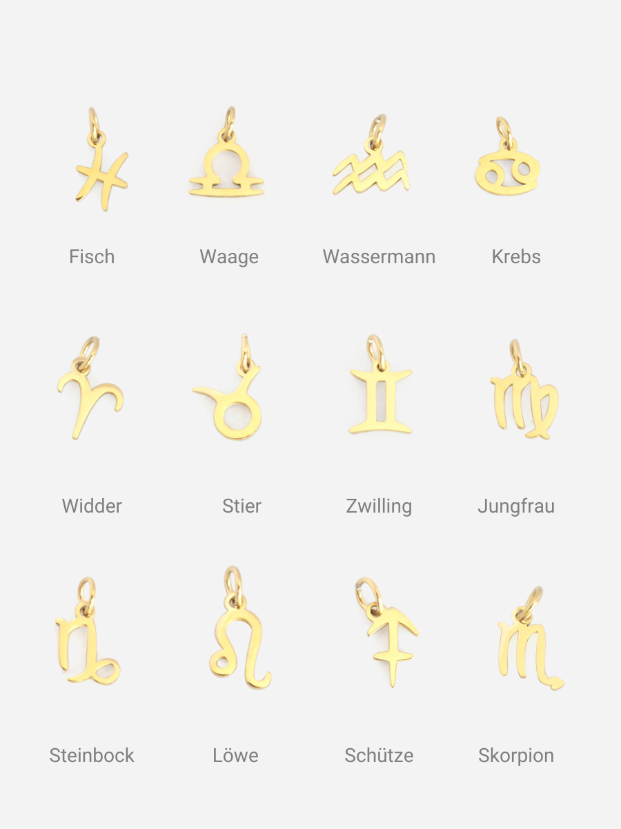 Personalized Zodiac Sign Charm - Sternzeichen Anhänger (waterproof)