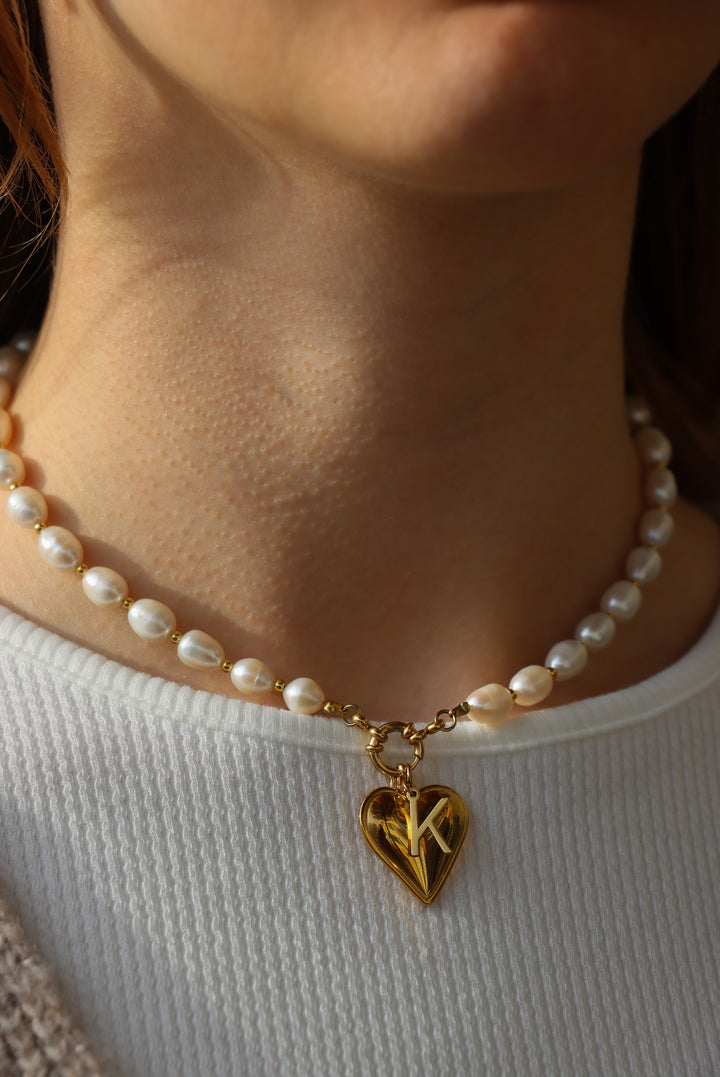 Personalized Big Sonia Pearl Love Necklace - Halskette (waterproof)